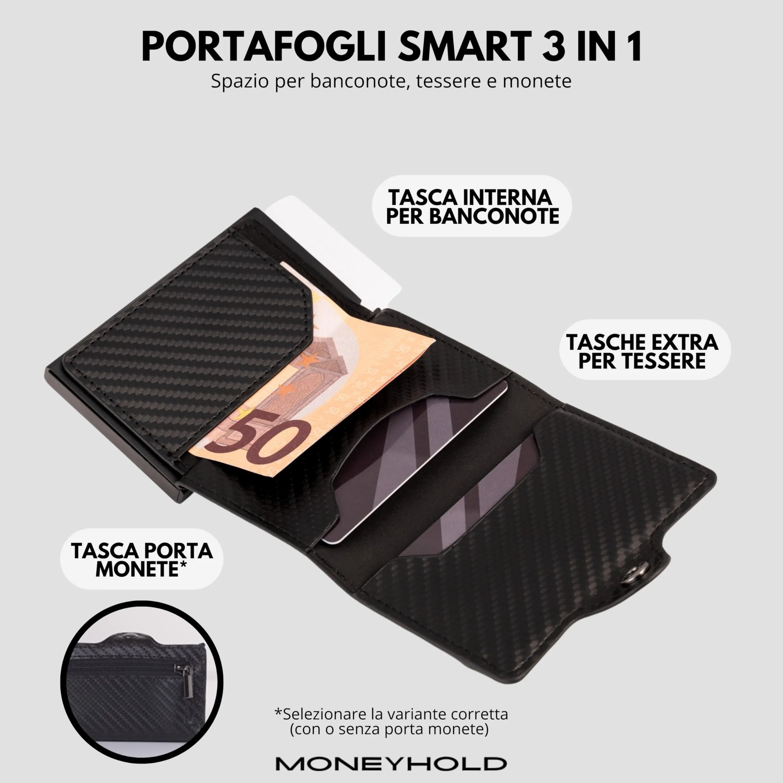 Moneyhold Portafoglio Uomo Slim in Similpelle con Protezione RFID e Porta Carte di Credito - immagine 3