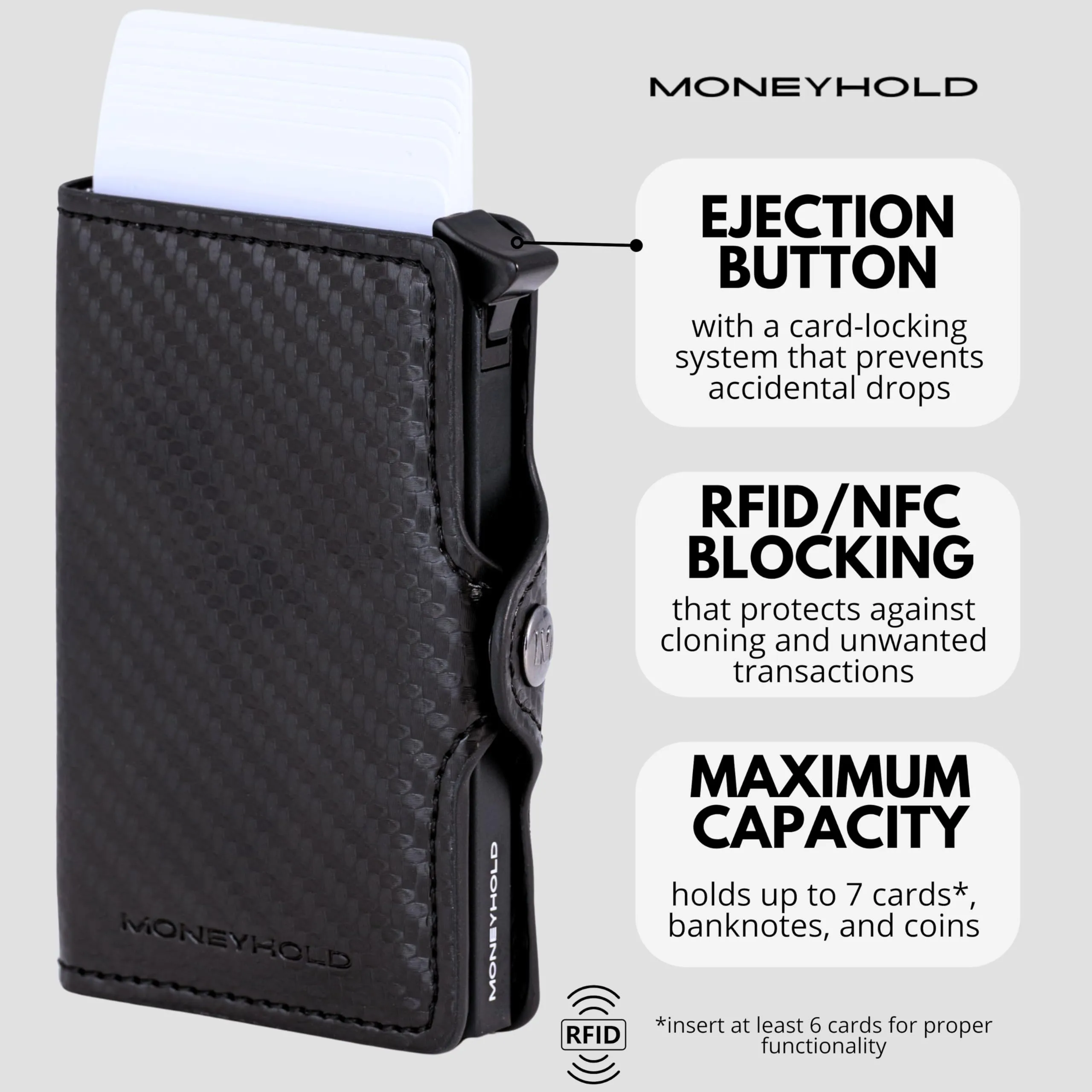 Moneyhold Portafoglio Uomo Slim in Similpelle con Protezione RFID, Porta Carte di Credito e Portamonete (10 Tessere) - immagine 2
