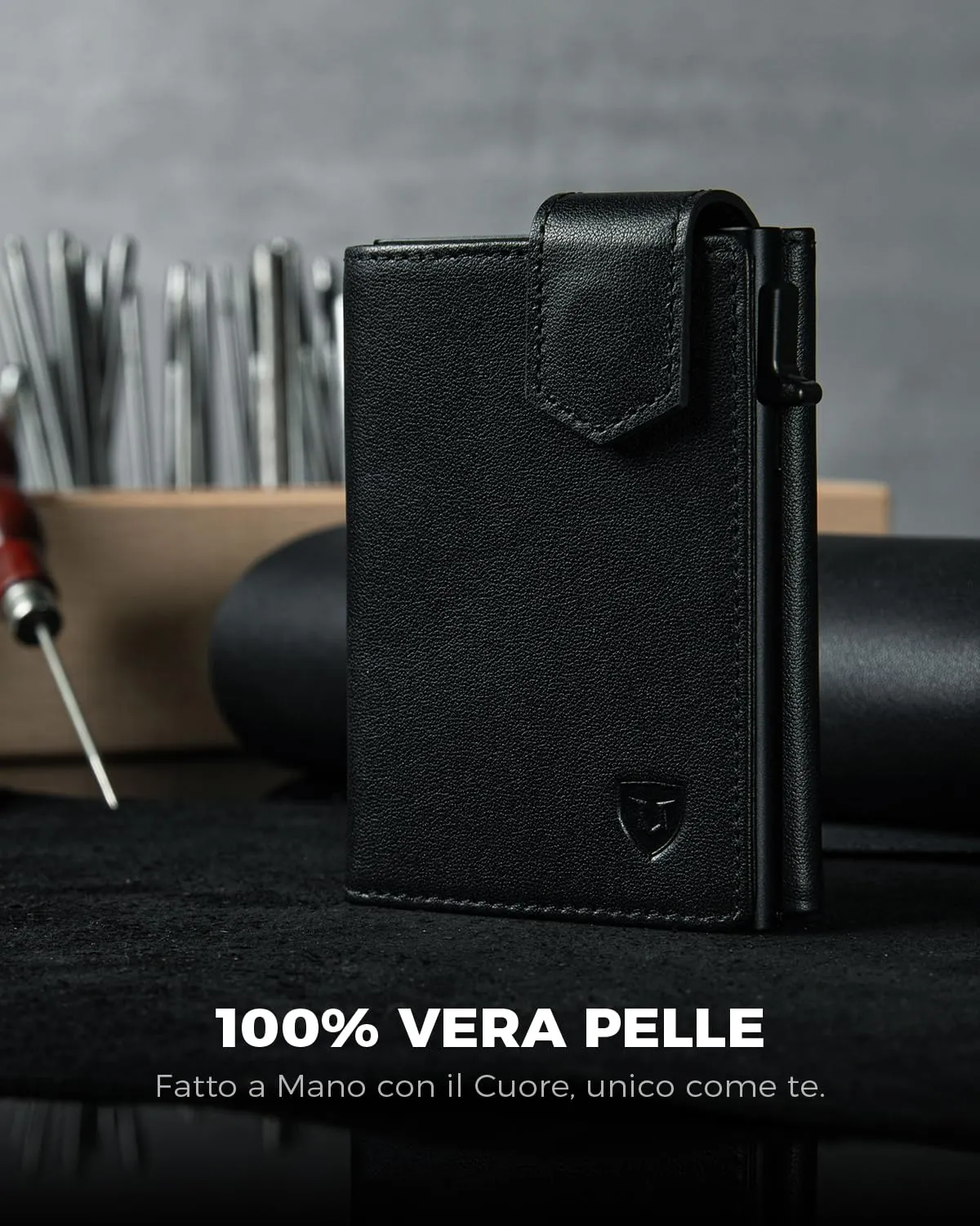 LORZOR Portafoglio Uomo Slim in Vera Pelle con Protezione RFID e Portamonete, Portacarte Pop-up per 10 Carte, Chiusura Magnetica - immagine 3