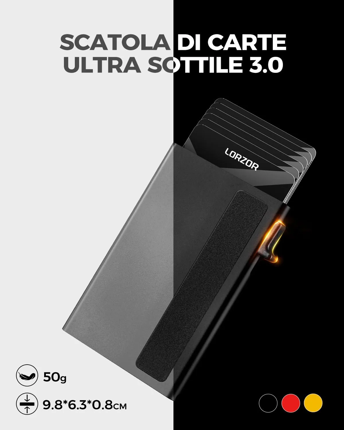 LORZOR Portafoglio Uomo Slim in Vera Pelle con Chiusura Magnetica, Porta Carte Pop-up RFID e Portamonete - immagine 8