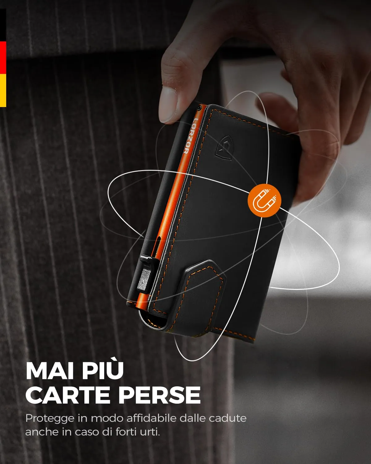 LORZOR Portafoglio Uomo Slim in Vera Pelle con Protezione RFID e Chiusura Magnetica, Portacarte Pop-up per 10 Carte e Portamonete - immagine 2