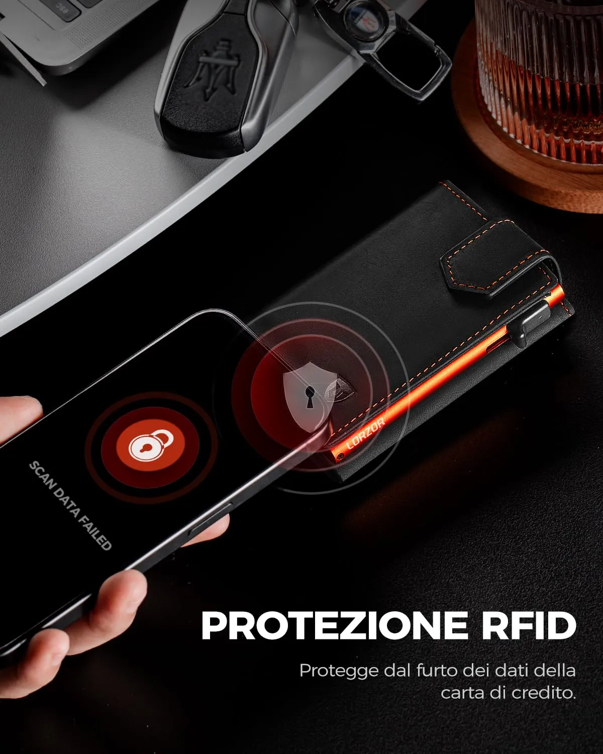 LORZOR Portafoglio Uomo Slim in Vera Pelle con Protezione RFID e Chiusura Magnetica, Portacarte Pop-up per 10 Carte e Portamonete - immagine 6