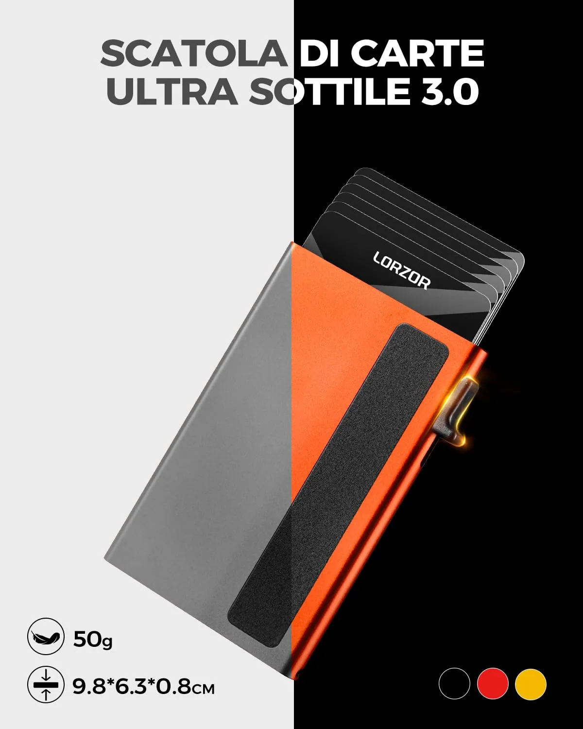LORZOR Portafoglio Uomo Slim in Vera Pelle con Protezione RFID e Chiusura Magnetica, Portacarte Pop-up per 10 Carte e Portamonete - immagine 8