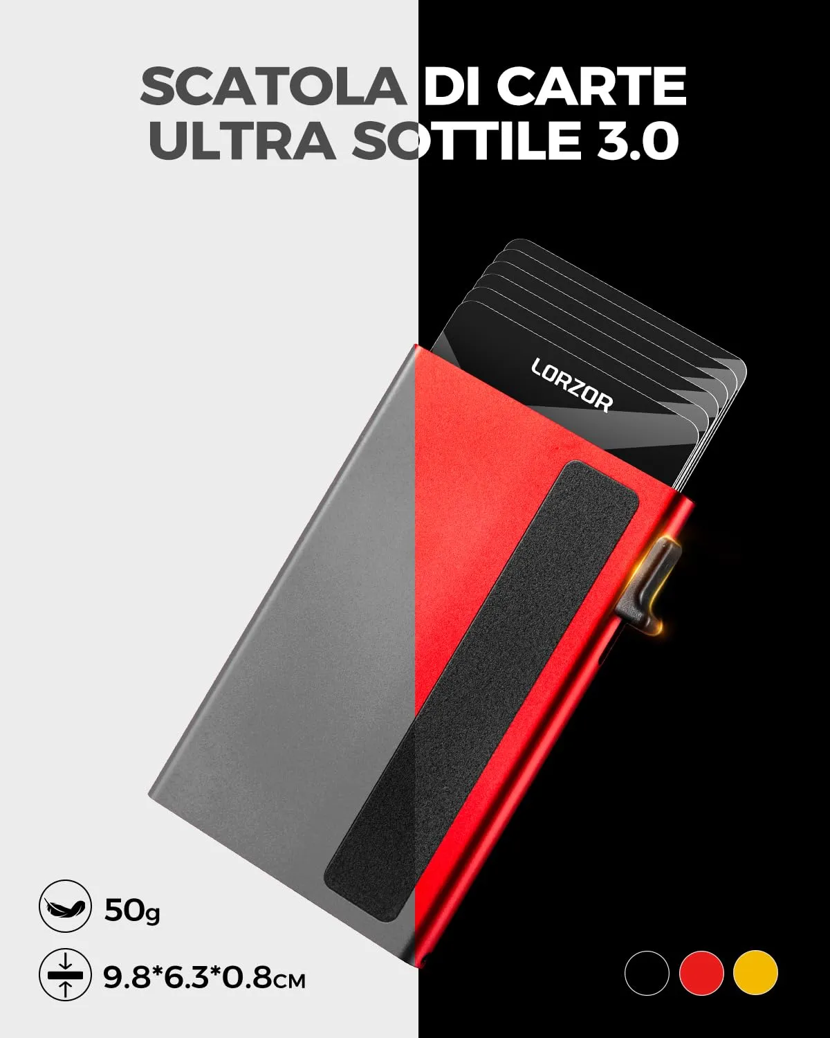 LORZOR Portafoglio Uomo Slim in Vera Pelle con Protezione RFID, Portacarte Pop-up per 10 Carte e Portamonete, Chiusura Magnetica - immagine 8