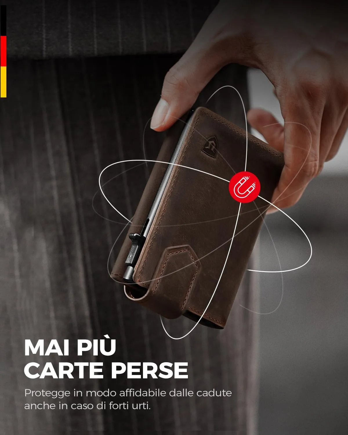 LORZOR Portafoglio Uomo Slim in Vera Pelle con Protezione RFID, Portacarte Pop-up per 10 Carte e Portamonete, Chiusura Magnetica - immagine 3