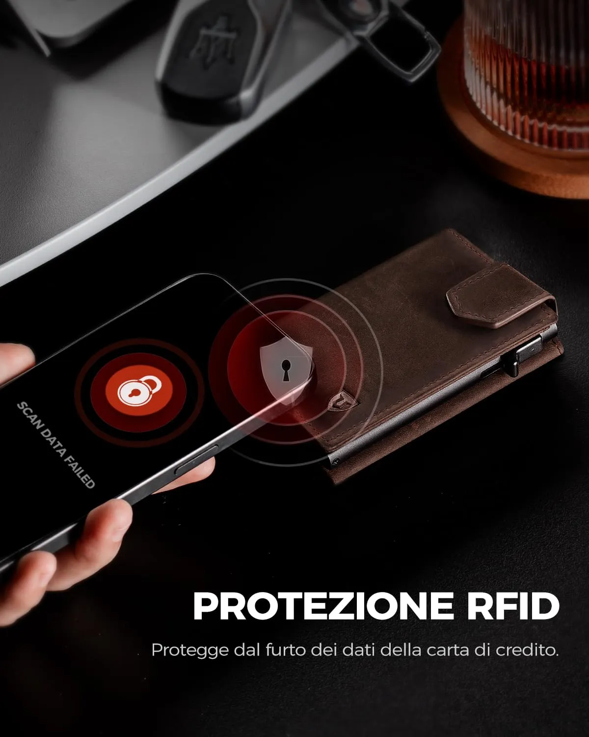 LORZOR Portafoglio Uomo Slim in Vera Pelle con Protezione RFID, Portacarte Pop-up per 10 Carte e Portamonete, Chiusura Magnetica - immagine 6