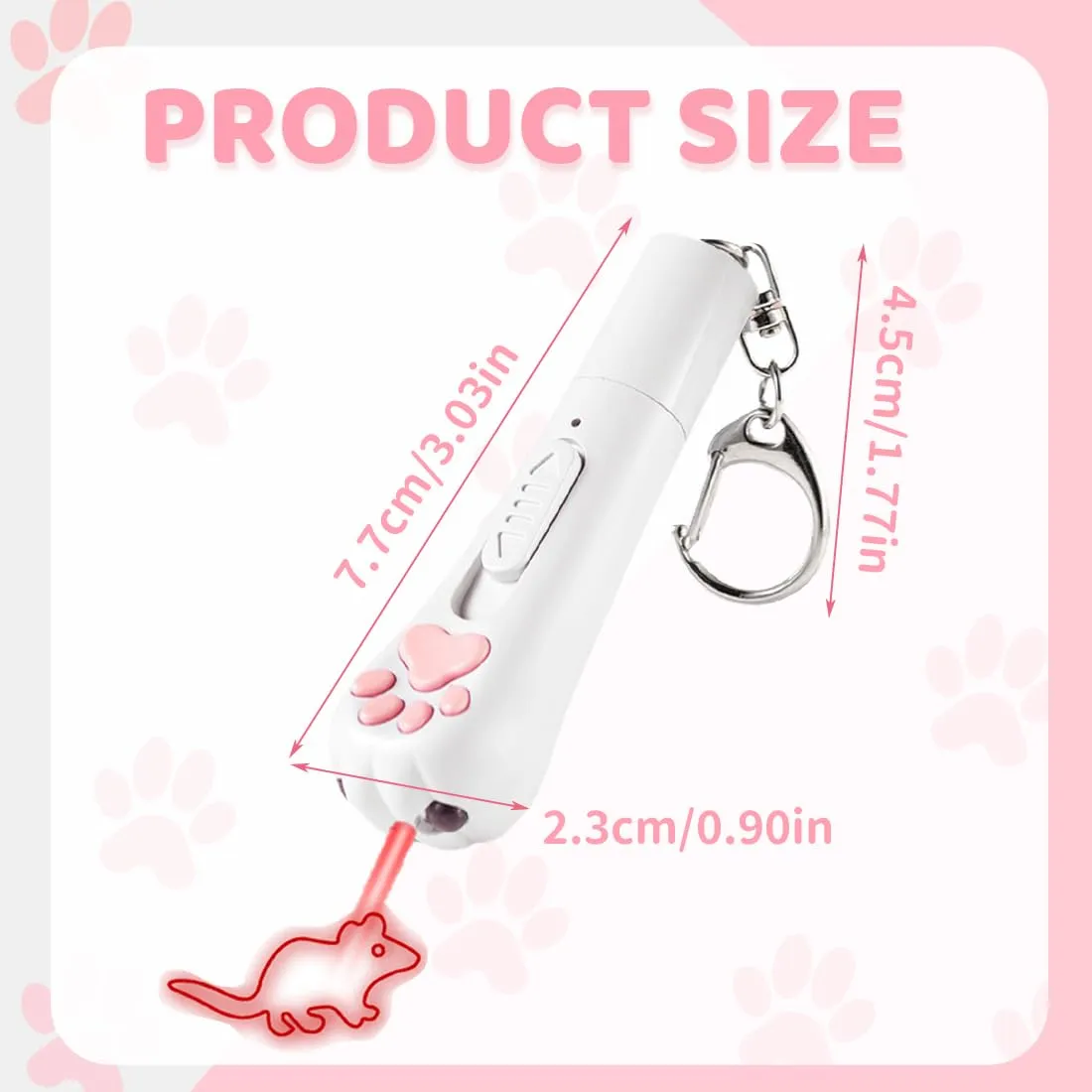 Tomedeks 3 in 1 Giocattolo Interattivo per Gatti e Cani con Moschettone (Bianco) - immagine 2