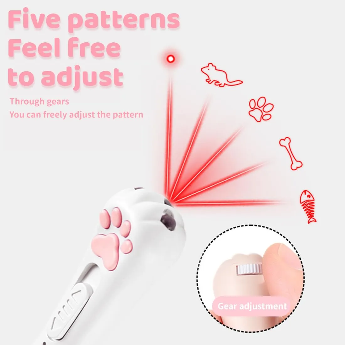 Tomedeks 3 in 1 Giocattolo Interattivo per Gatti e Cani con Moschettone (Bianco) - immagine 3