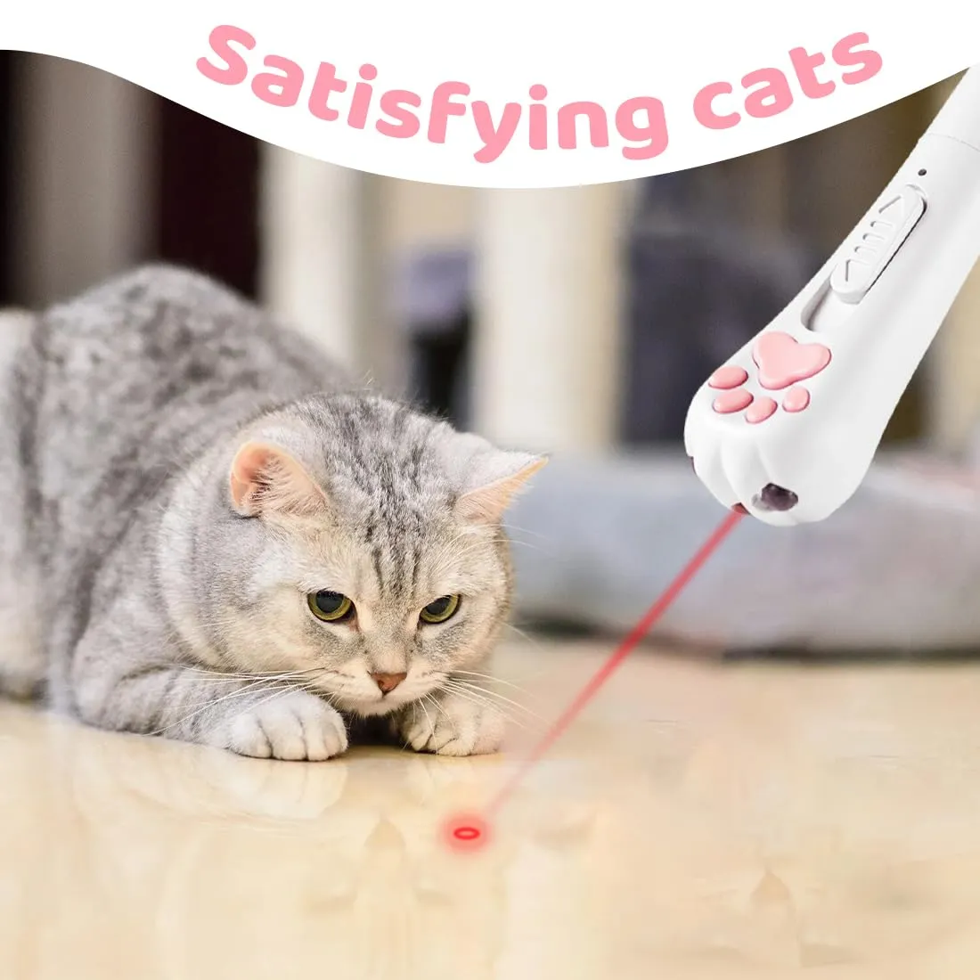 Tomedeks 3 in 1 Giocattolo Interattivo per Gatti e Cani con Moschettone (Bianco) - immagine 6