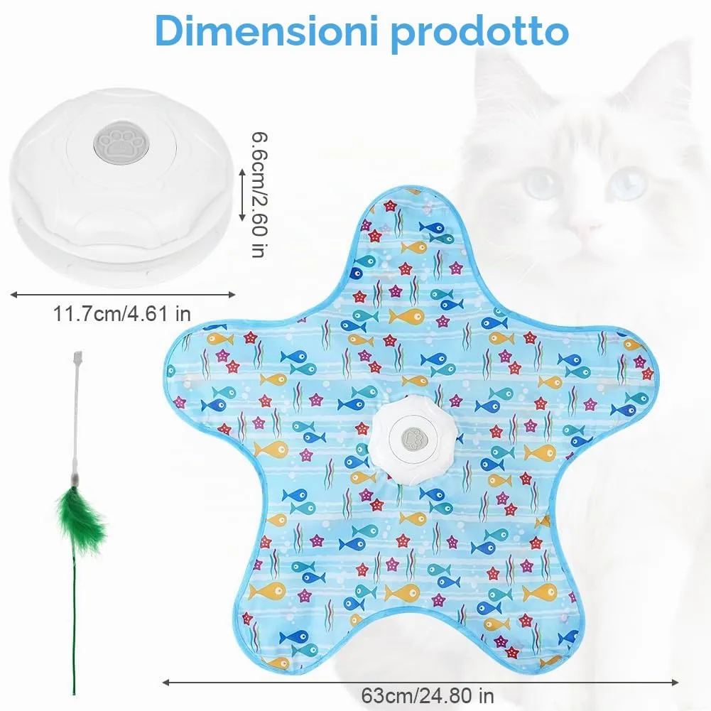 AUYAO Giocattolo Elettrico Interattivo per Gatti con 3 Modalità, Gioco Nascondino con Piume, Ricarica USB, Cinque Angoli - immagine 2