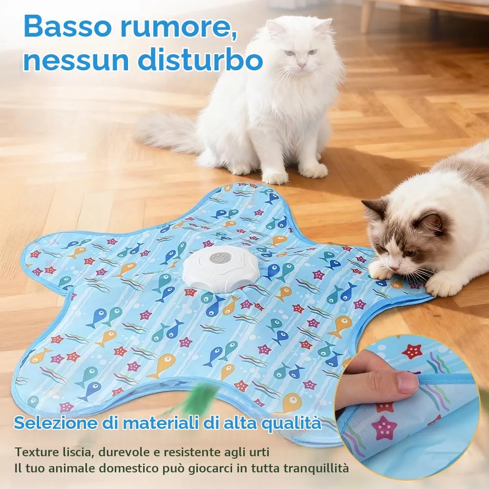 AUYAO Giocattolo Elettrico Interattivo per Gatti con 3 Modalità, Gioco Nascondino con Piume, Ricarica USB, Cinque Angoli - immagine 6