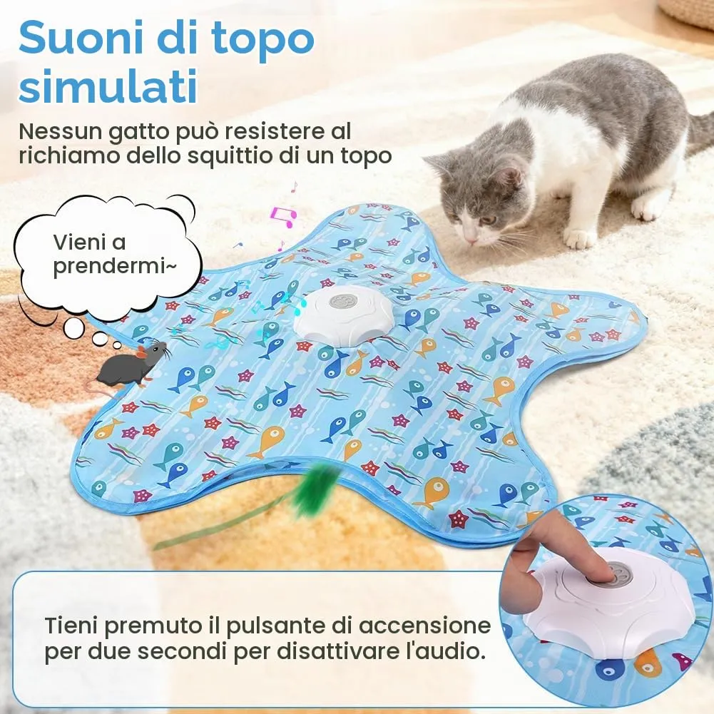 AUYAO Giocattolo Elettrico Interattivo per Gatti con 3 Modalità, Gioco Nascondino con Piume, Ricarica USB, Cinque Angoli - immagine 7