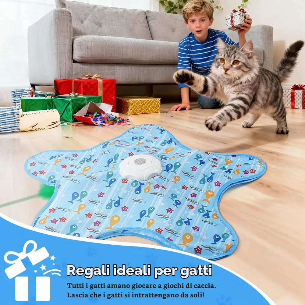 AUYAO Giocattolo Elettrico Interattivo per Gatti con 3 Modalità, Gioco Nascondino con Piume, Ricarica USB, Cinque Angoli - immagine 8