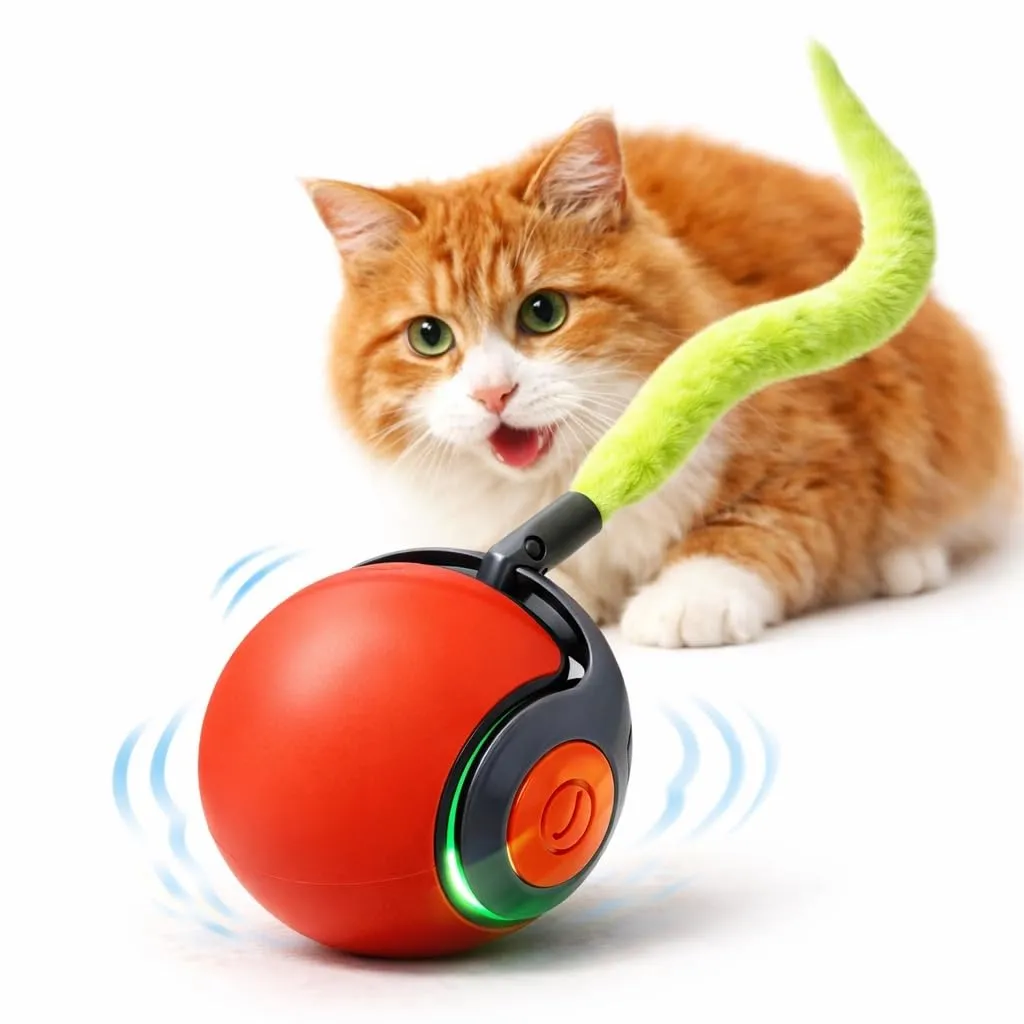 musapet Giochi Interattivi per Gatti con Pallina a Movimento Automatico, LED e Laccetto, Ricaricabile USB-C - immagine 1