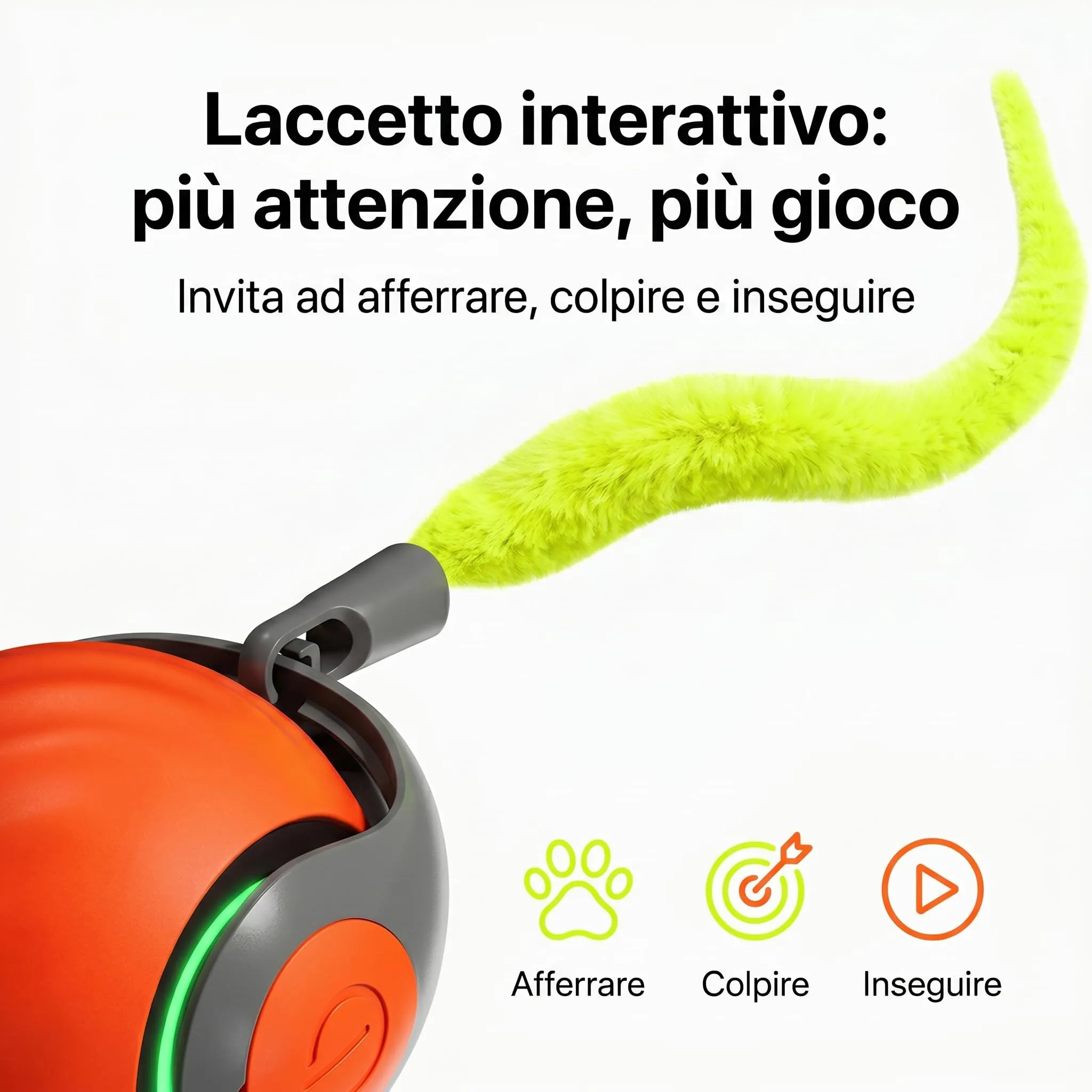 musapet Giochi Interattivi per Gatti con Pallina a Movimento Automatico, LED e Laccetto, Ricaricabile USB-C - immagine 3