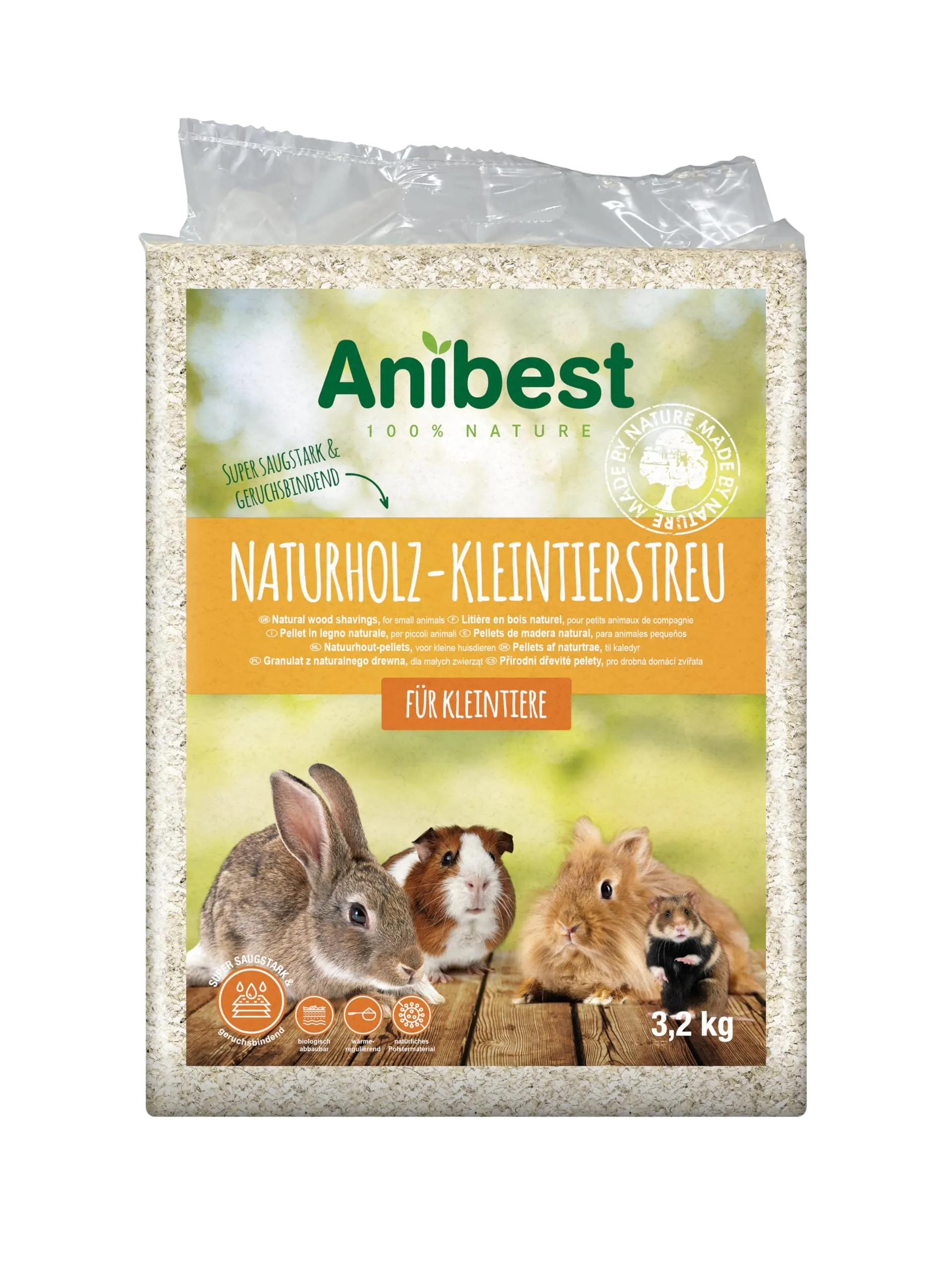 Anibest Pellet in Legno per Piccoli Animali, 60 l, 3,2 kg - immagine 1