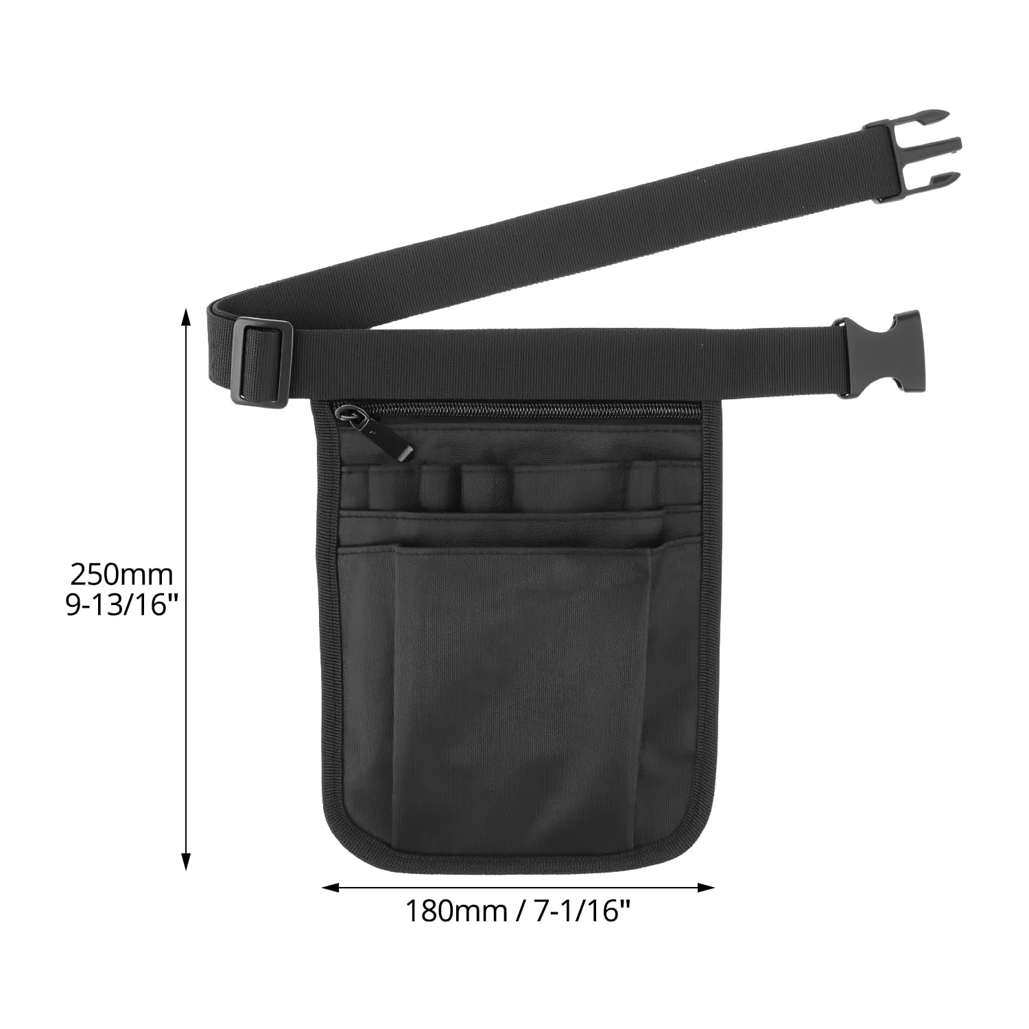 QWORK Tasca da cintura multiuso, 25 x 18 cm, organizer da lavoro in Oxford impermeabile, nero - immagine 6