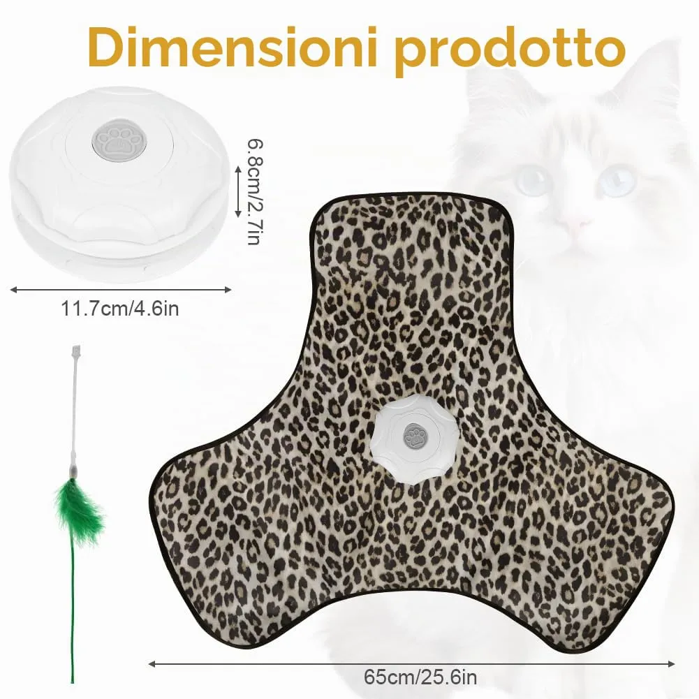 AUYAO Giocattolo Elettrico Interattivo per Gatti con 3 Modalità, Gioco Nascondino con Piume, Ricarica USB (Stampa Leopardata) - immagine 2