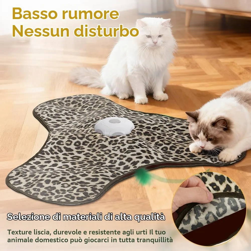 AUYAO Giocattolo Elettrico Interattivo per Gatti con 3 Modalità, Gioco Nascondino con Piume, Ricarica USB (Stampa Leopardata) - immagine 5