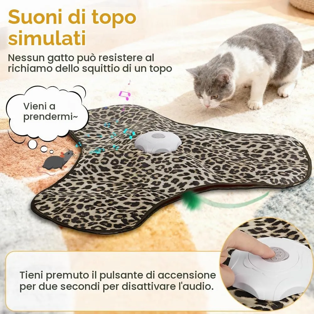 AUYAO Giocattolo Elettrico Interattivo per Gatti con 3 Modalità, Gioco Nascondino con Piume, Ricarica USB (Stampa Leopardata) - immagine 6