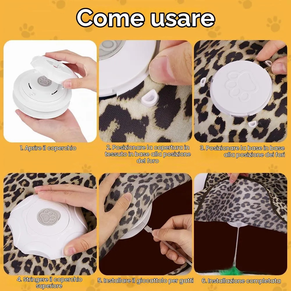 AUYAO Giocattolo Elettrico Interattivo per Gatti con 3 Modalità, Gioco Nascondino con Piume, Ricarica USB (Stampa Leopardata) - immagine 7