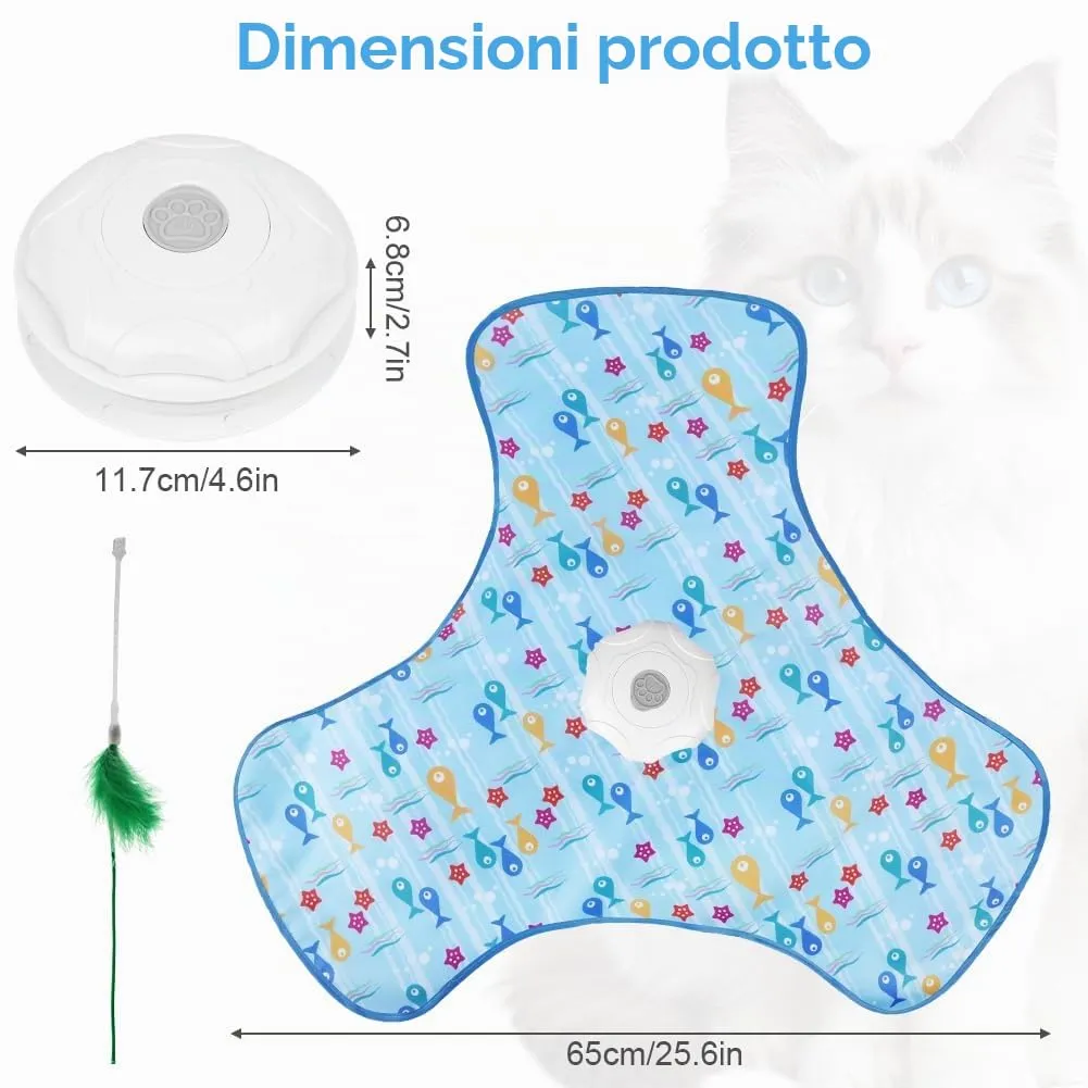 AUYAO Giocattolo Elettrico Interattivo per Gatti con 3 Modalità, Gioco Nascondino con Piume e Ricarica USB (Blu) - immagine 2