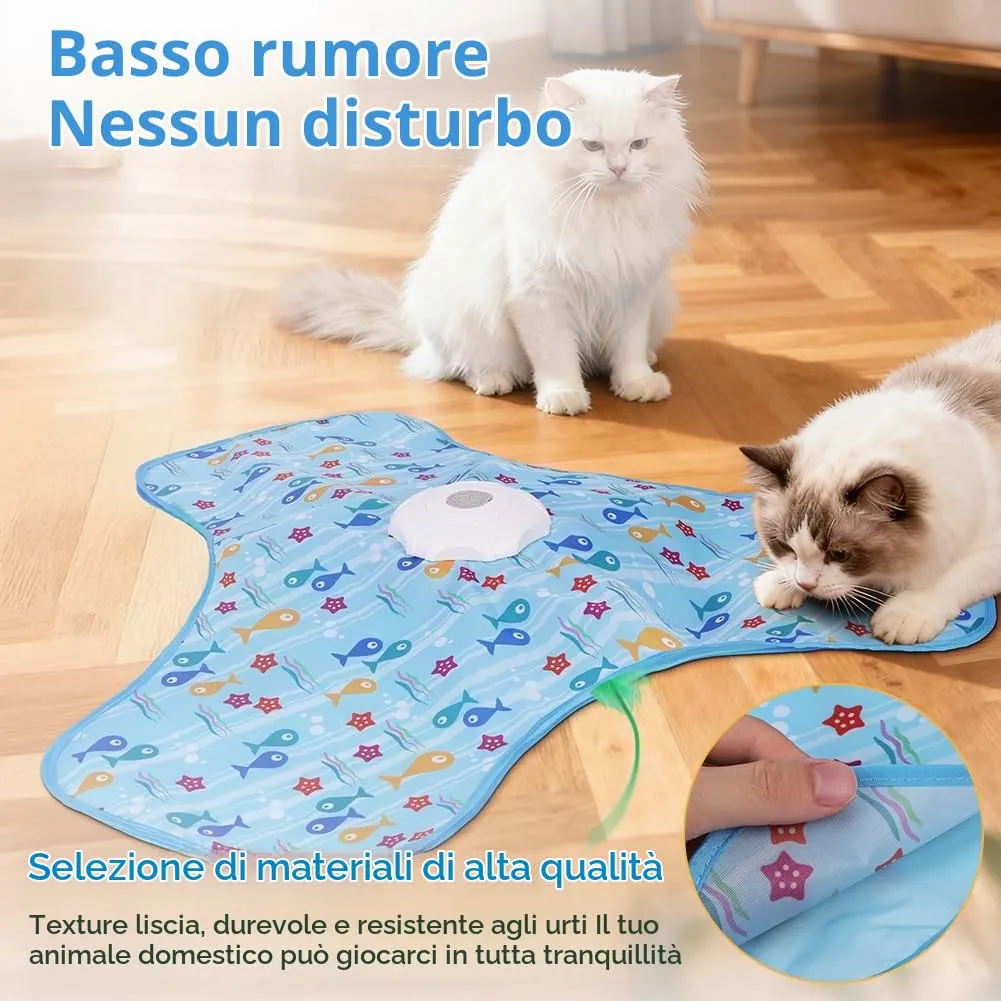 AUYAO Giocattolo Elettrico Interattivo per Gatti con 3 Modalità, Gioco Nascondino con Piume e Ricarica USB (Blu) - immagine 5