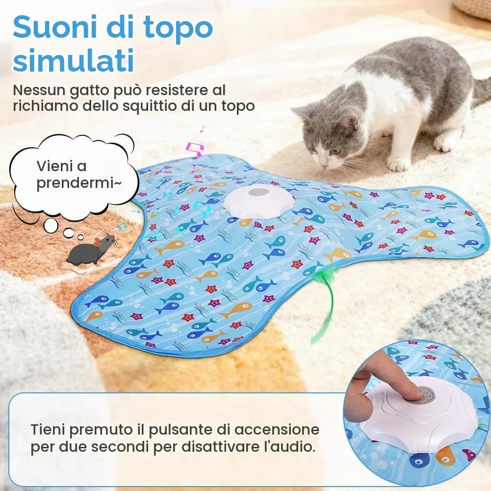 AUYAO Giocattolo Elettrico Interattivo per Gatti con 3 Modalità, Gioco Nascondino con Piume e Ricarica USB (Blu) - immagine 6