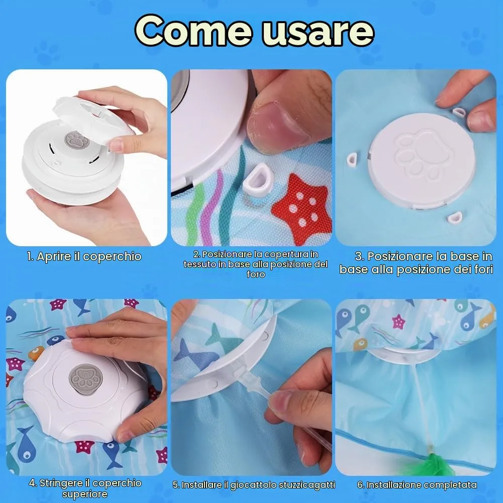 AUYAO Giocattolo Elettrico Interattivo per Gatti con 3 Modalità, Gioco Nascondino con Piume e Ricarica USB (Blu) - immagine 7