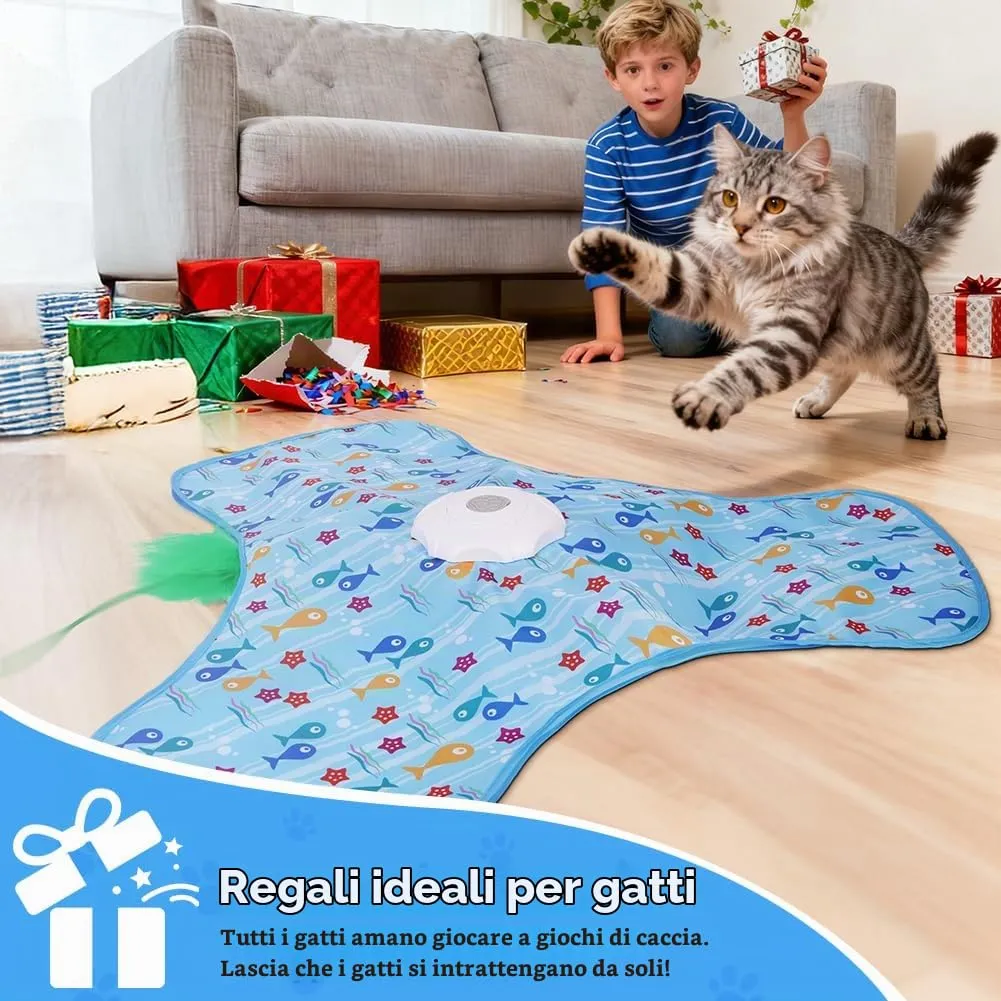 AUYAO Giocattolo Elettrico Interattivo per Gatti con 3 Modalità, Gioco Nascondino con Piume e Ricarica USB (Blu) - immagine 8