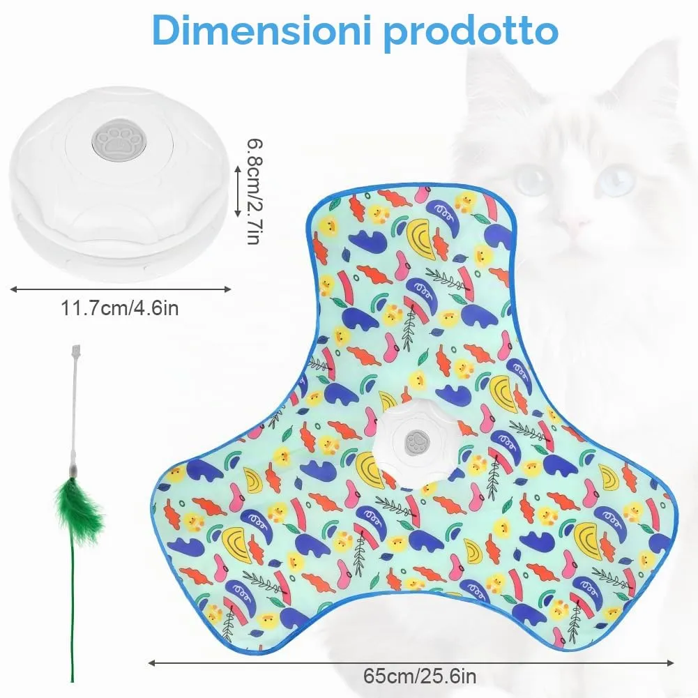 AUYAO Giocattolo Elettrico Interattivo per Gatti con 3 Modalità, Nascondino con Piume e Ricarica USB, Giallo - immagine 2