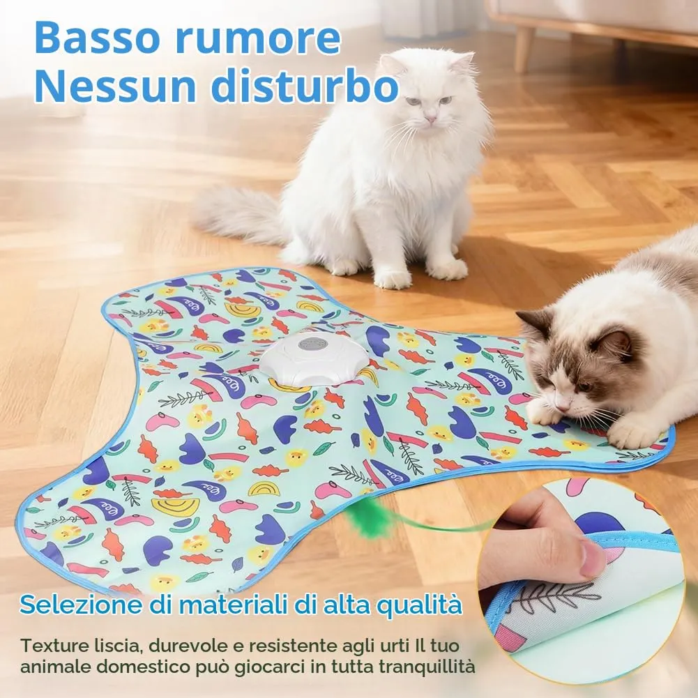 AUYAO Giocattolo Elettrico Interattivo per Gatti con 3 Modalità, Nascondino con Piume e Ricarica USB, Giallo - immagine 5