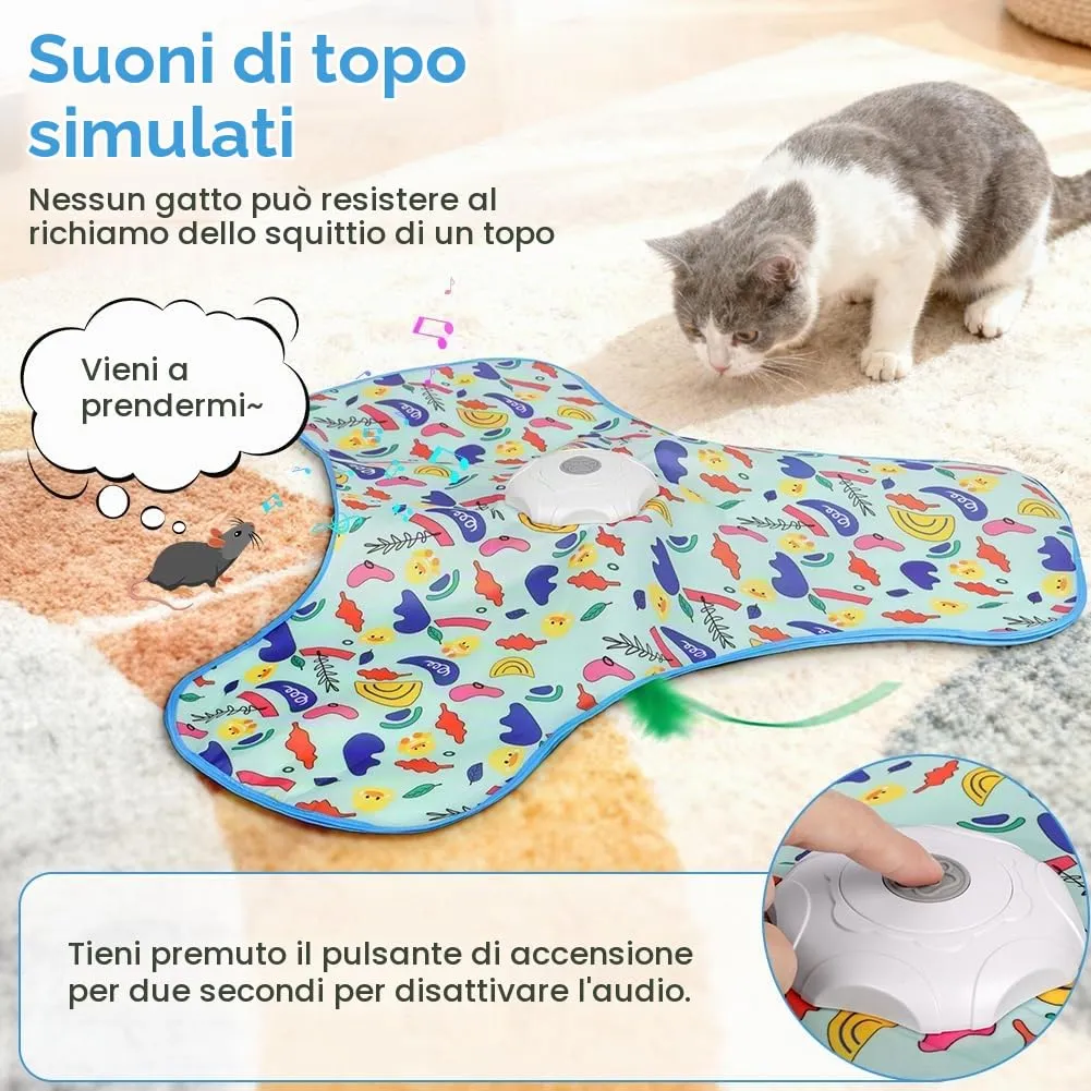 AUYAO Giocattolo Elettrico Interattivo per Gatti con 3 Modalità, Nascondino con Piume e Ricarica USB, Giallo - immagine 6