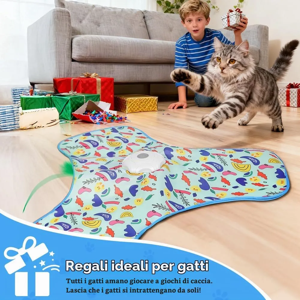 AUYAO Giocattolo Elettrico Interattivo per Gatti con 3 Modalità, Nascondino con Piume e Ricarica USB, Giallo - immagine 8
