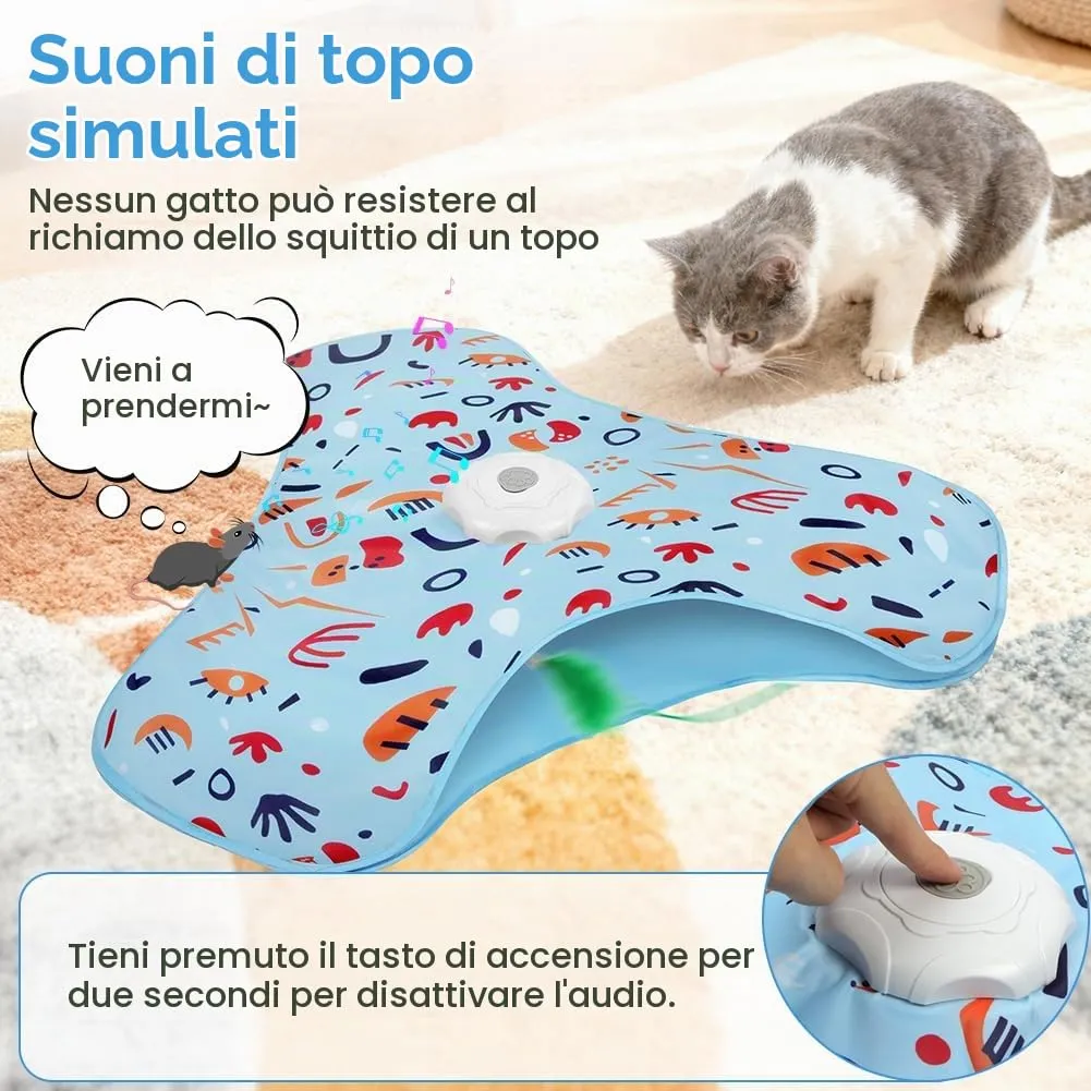 AUYAO Giocattolo Elettrico Interattivo per Gatti con 3 Modalità, Gioco Nascondino con Piume, Ricarica USB, Zampa di Gatto Blu - immagine 7