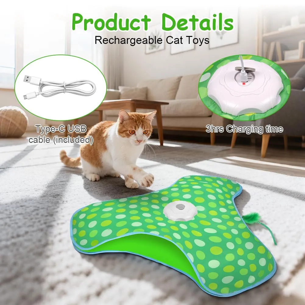 AUYAO Giocattolo Elettrico Interattivo per Gatti con 3 Modalità, Gioco Nascondino con Piume e Ricarica USB - immagine 3