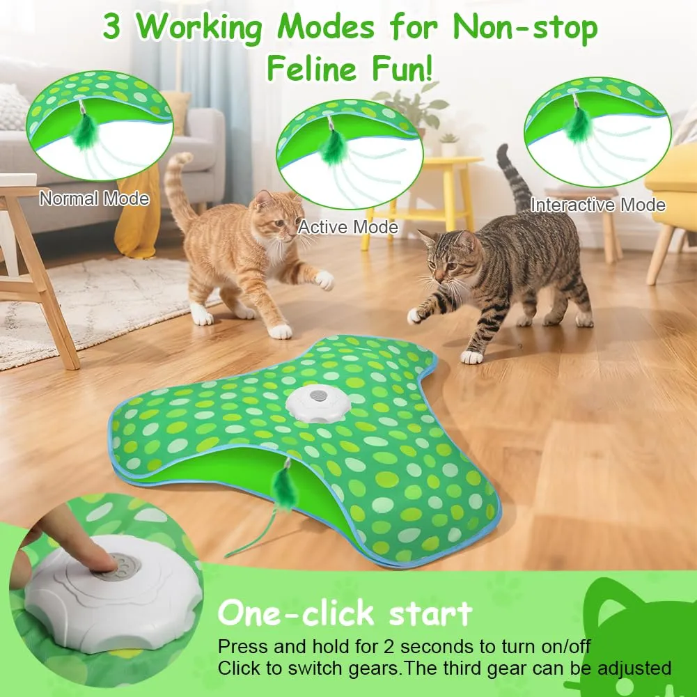 AUYAO Giocattolo Elettrico Interattivo per Gatti con 3 Modalità, Gioco Nascondino con Piume e Ricarica USB - immagine 4