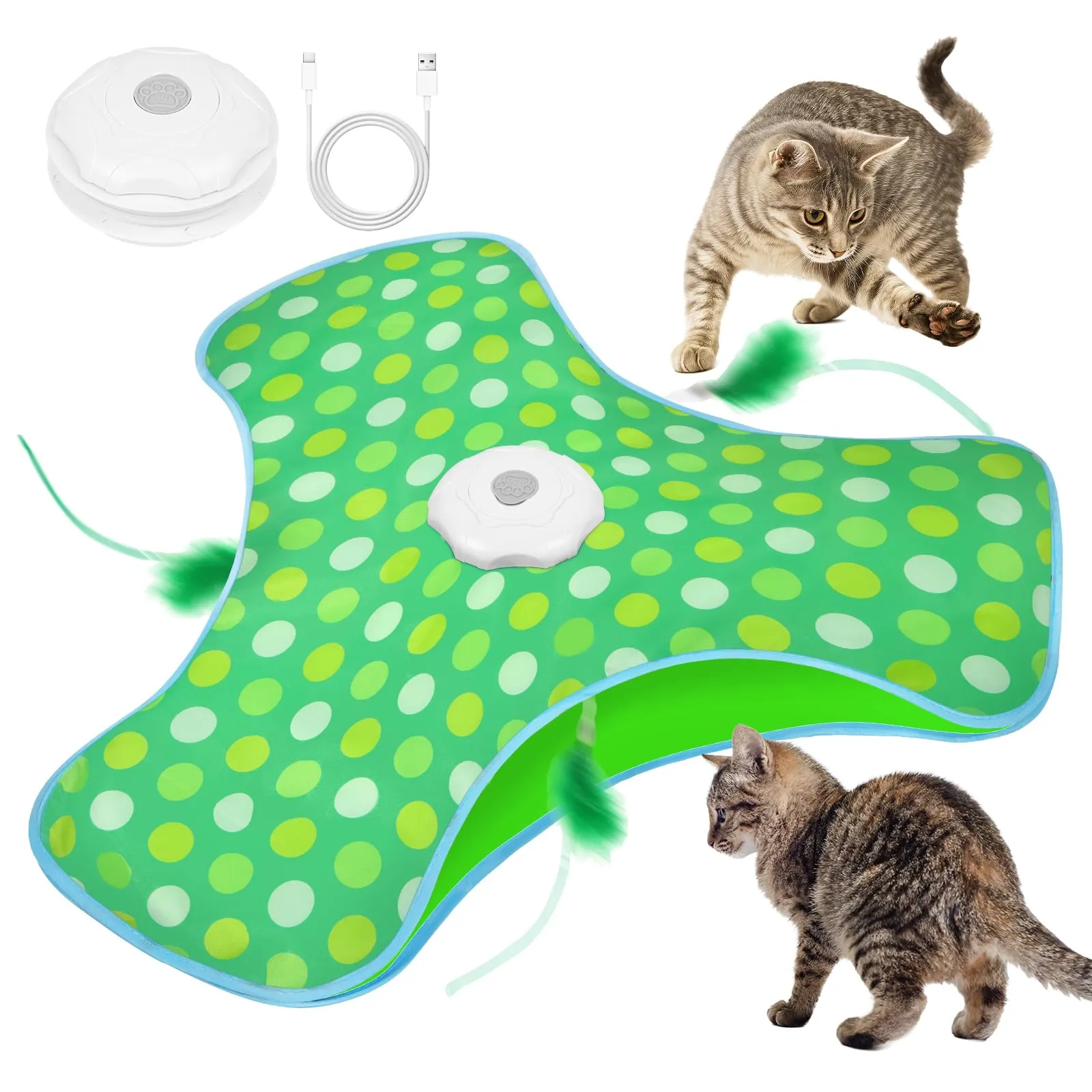 AUYAO Giocattolo Elettrico Interattivo per Gatti con 3 Modalità, Gioco Nascondino con Piume e Ricarica USB - immagine 8