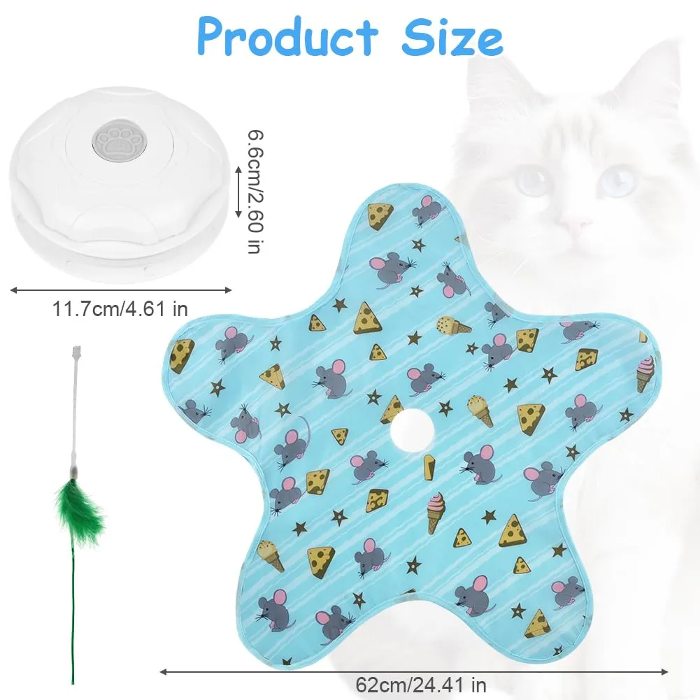 AUYAO Giocattolo Elettrico Interattivo per Gatti, Gioco con Nascondino e Piume, 3 Modalità, Ricarica USB, Cinque Centri-Topo - immagine 2