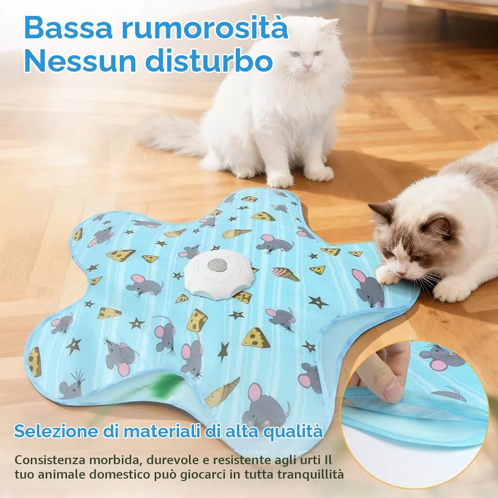 AUYAO Giocattolo Elettrico Interattivo per Gatti, Gioco con Nascondino e Piume, 3 Modalità, Ricarica USB, Cinque Centri-Topo - immagine 6