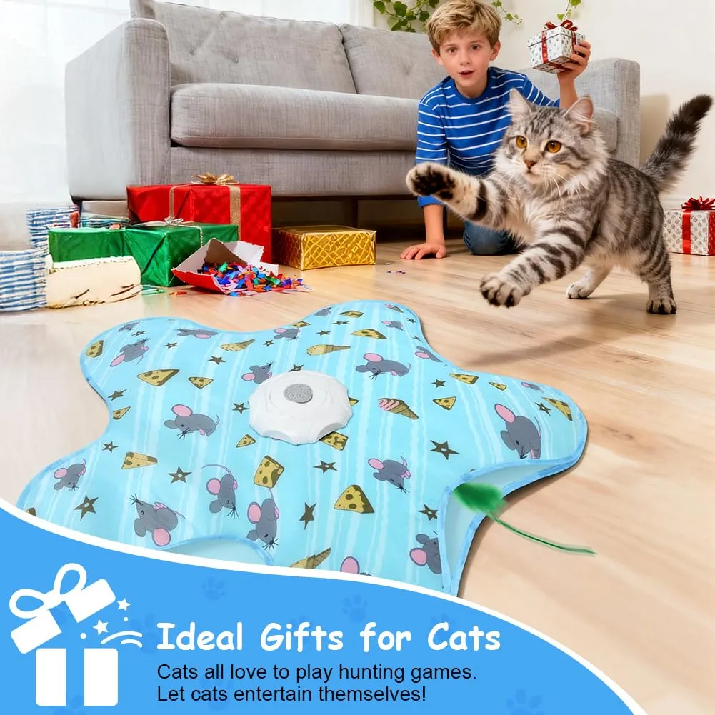AUYAO Giocattolo Elettrico Interattivo per Gatti, Gioco con Nascondino e Piume, 3 Modalità, Ricarica USB, Cinque Centri-Topo - immagine 8