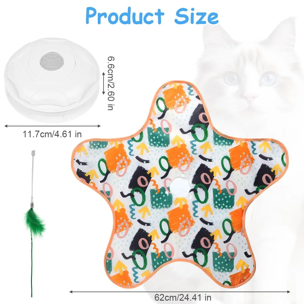 AUYAO Giocattolo Elettrico Interattivo per Gatti, 3 Modalità, Nascondino con Piume, Ricarica USB (Triangolo-Graffiti) - immagine 2