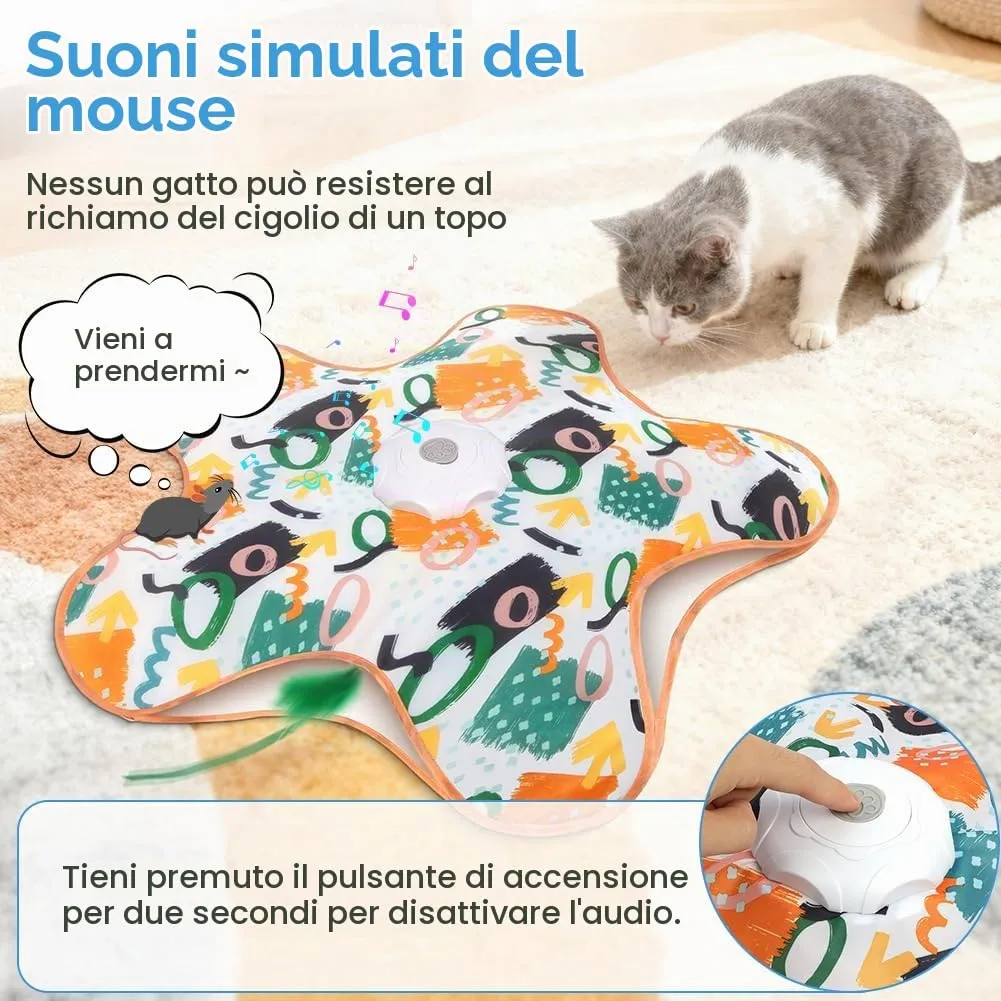 AUYAO Giocattolo Elettrico Interattivo per Gatti, 3 Modalità, Nascondino con Piume, Ricarica USB (Triangolo-Graffiti) - immagine 7