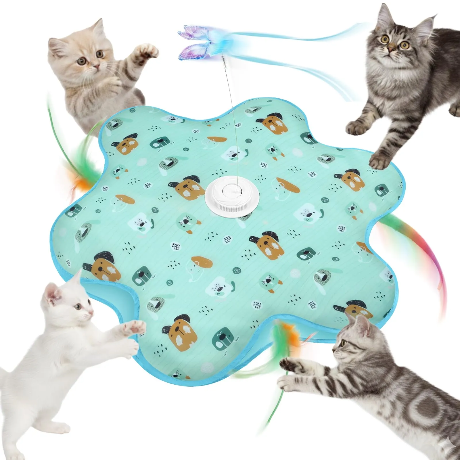 AUYAO Giocattolo Elettrico Interattivo per Gatti con 3 modalità, Gioco Nascondino con Piume, Ricarica USB (Topo + Farfalla) - immagine 1