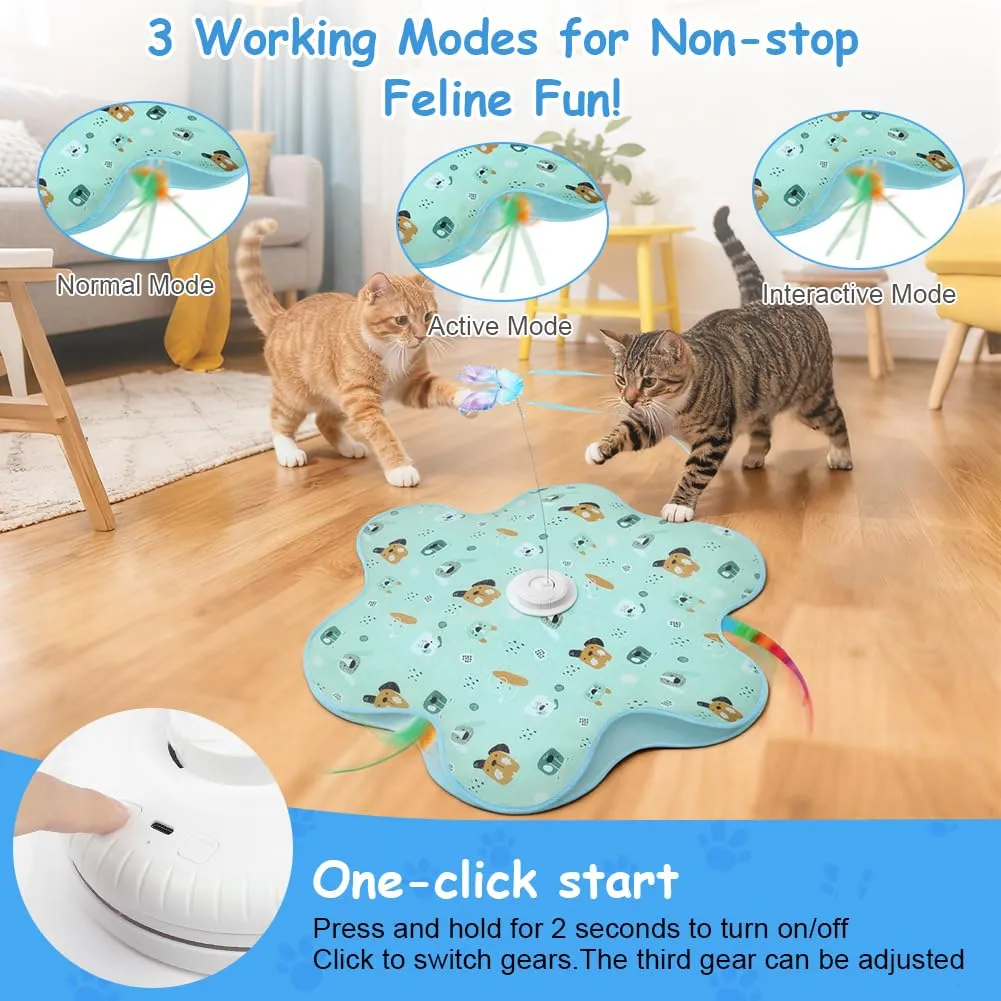 AUYAO Giocattolo Elettrico Interattivo per Gatti con 3 modalità, Gioco Nascondino con Piume, Ricarica USB (Topo + Farfalla) - immagine 3