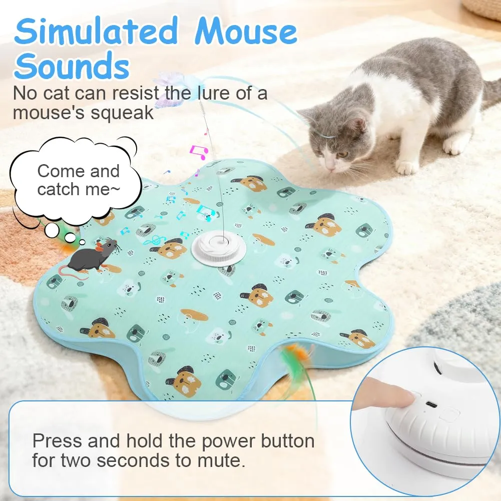 AUYAO Giocattolo Elettrico Interattivo per Gatti con 3 modalità, Gioco Nascondino con Piume, Ricarica USB (Topo + Farfalla) - immagine 7