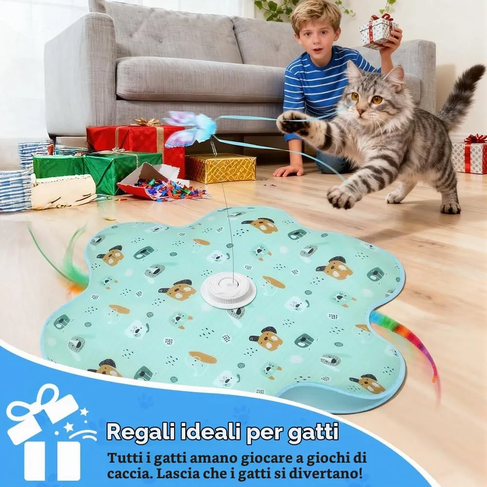 AUYAO Giocattolo Elettrico Interattivo per Gatti con 3 modalità, Gioco Nascondino con Piume, Ricarica USB (Topo + Farfalla) - immagine 8