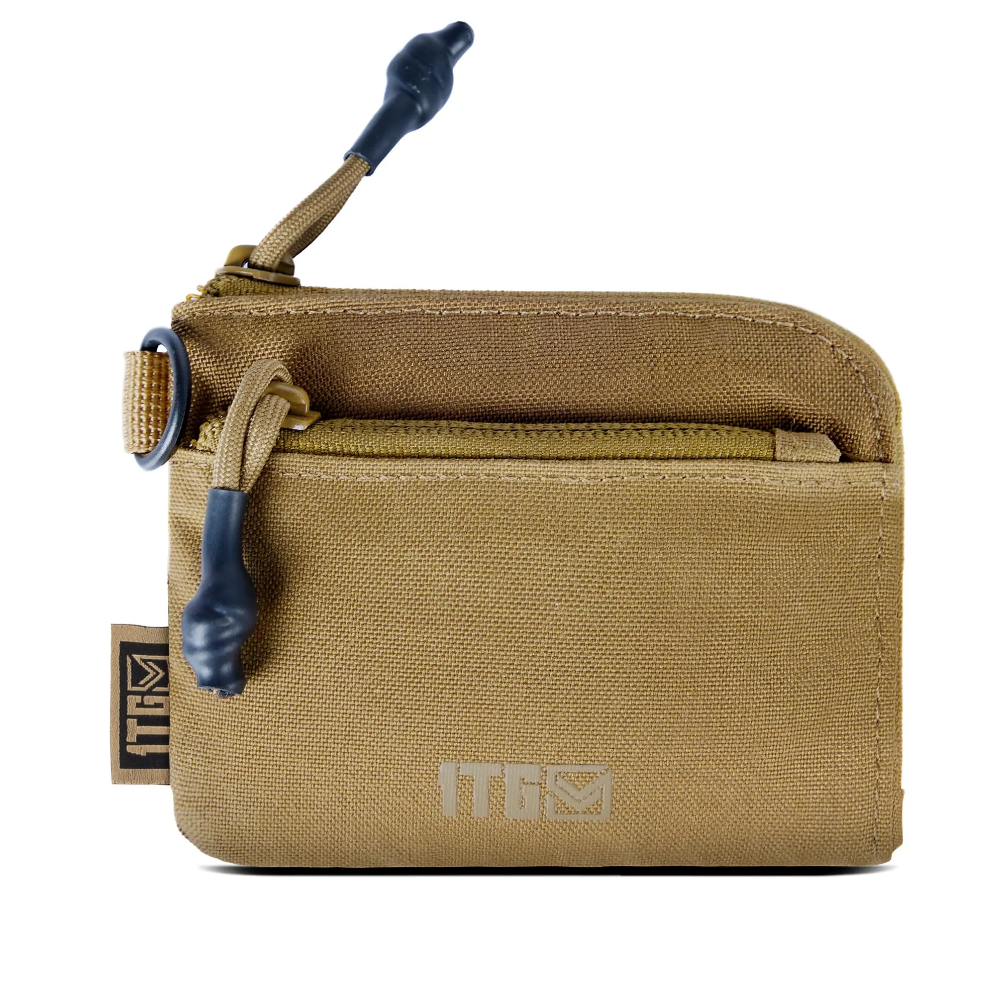 1TG Tactical Portamonete Minimalista in CORDURA 500D, Portafoglio Tattico con Cerniera e Gancio D, Marrone Coyote - immagine 1