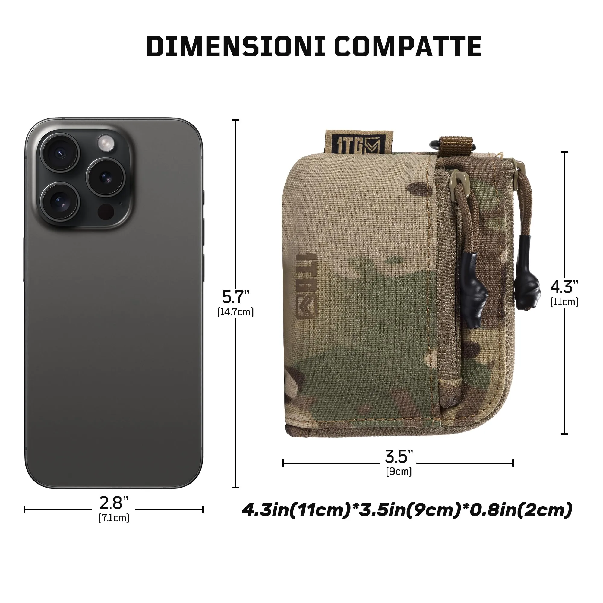 1TG Tactical Portamonete Minimalista in Nylon 500D con Cerniera YKK - immagine 4