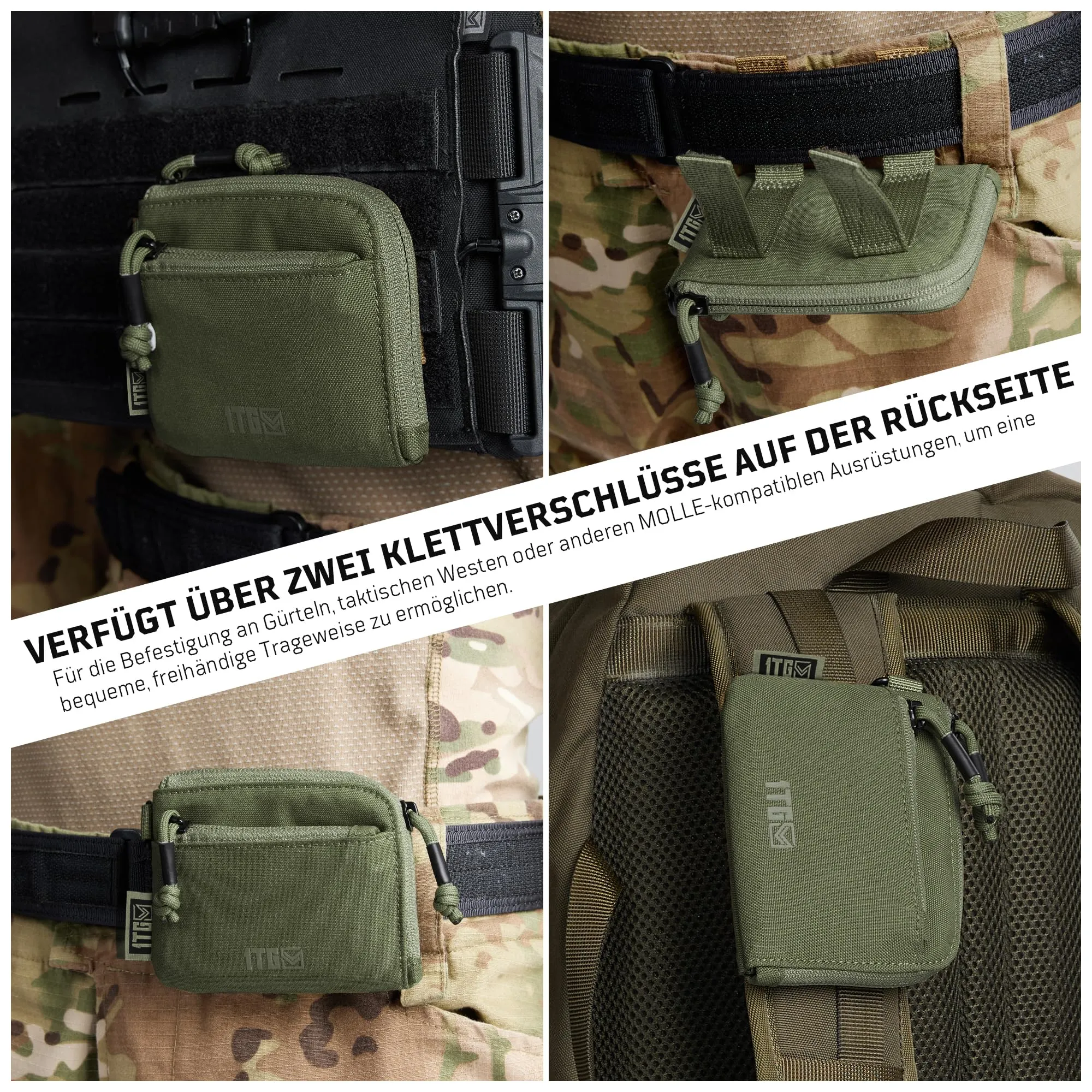 1TG Tactical Portamonete Minimalista in Nylon 500D con Cerniera YKK - Ranger Verde - immagine 5